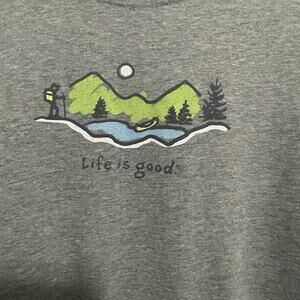 Life is Good T-Shirt Mens L Gray Mountain Hiking Short Sleeve Crusher Tee